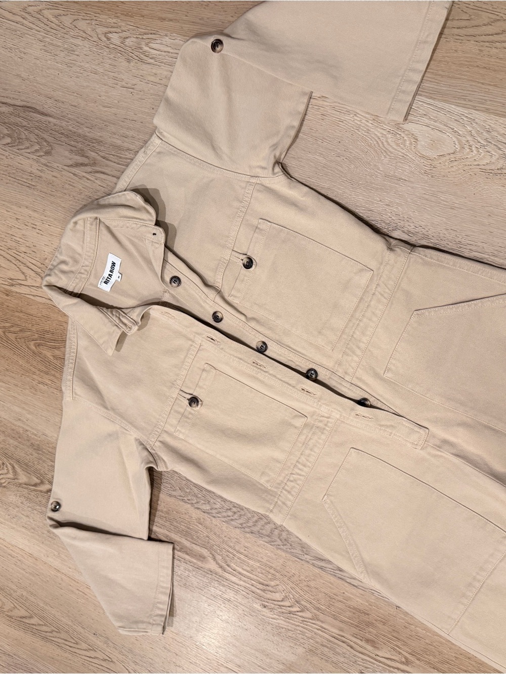 Rita Row Beige Relaxed Fit Denim Jumpsuit